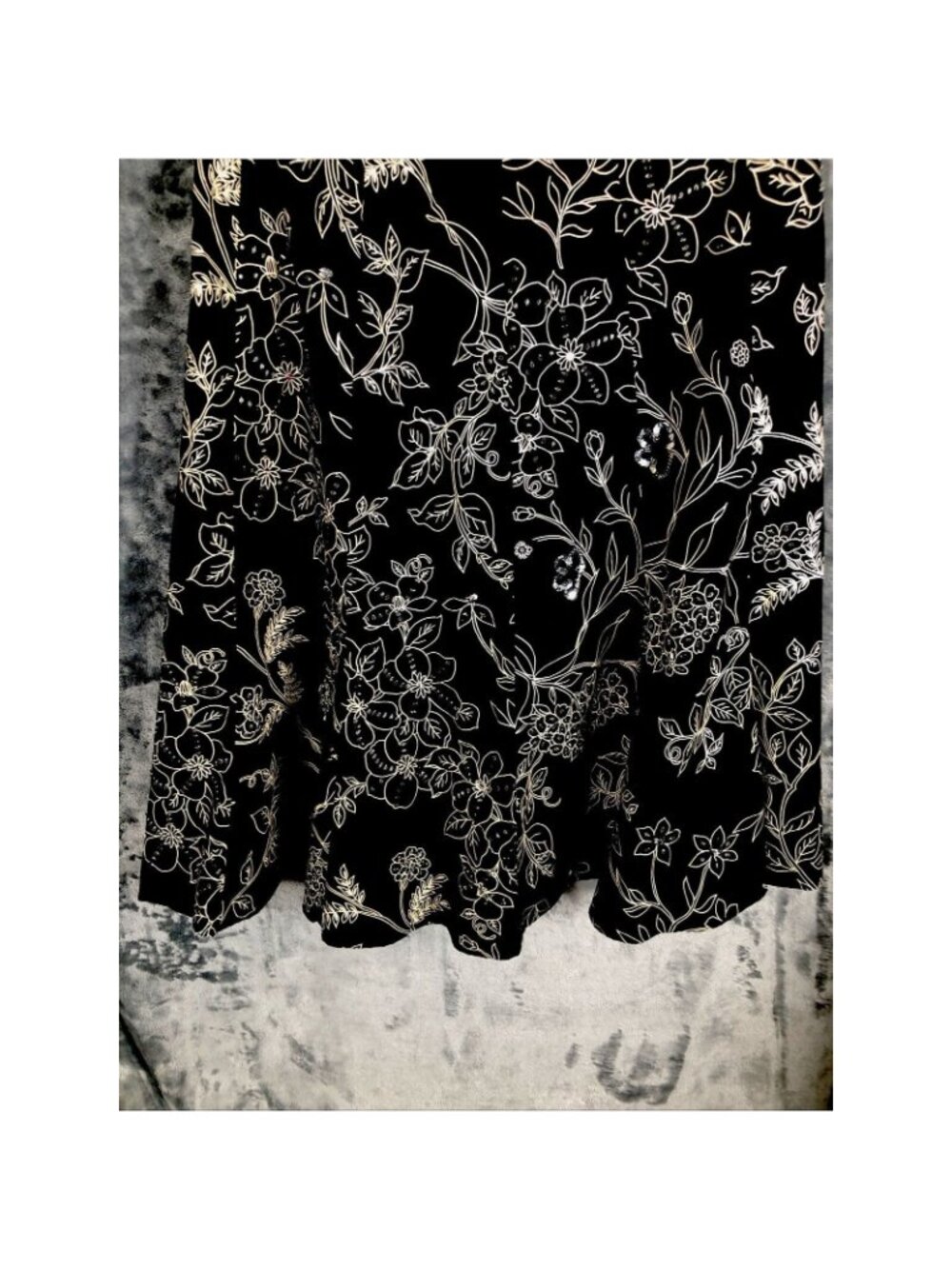 Ann Taylor Loft Skirt 4 Women’s Black Flare Floral Sequined Black Tan - Picture 4 of 16